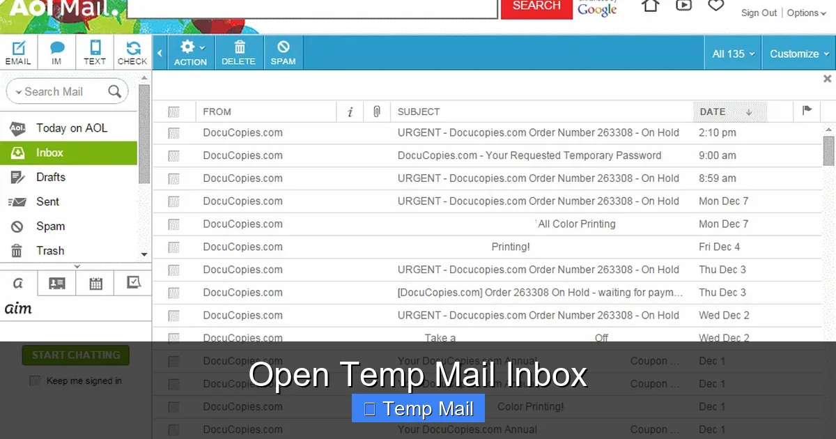 Open Temp Mail Inbox