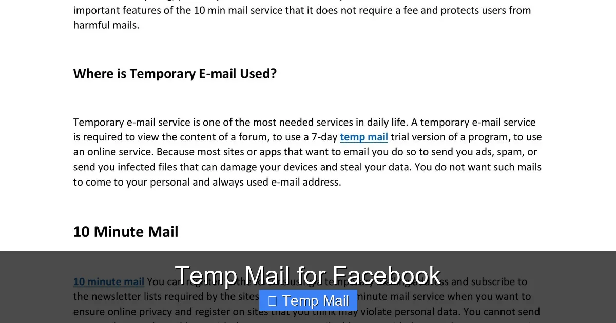 Temp Mail for Facebook