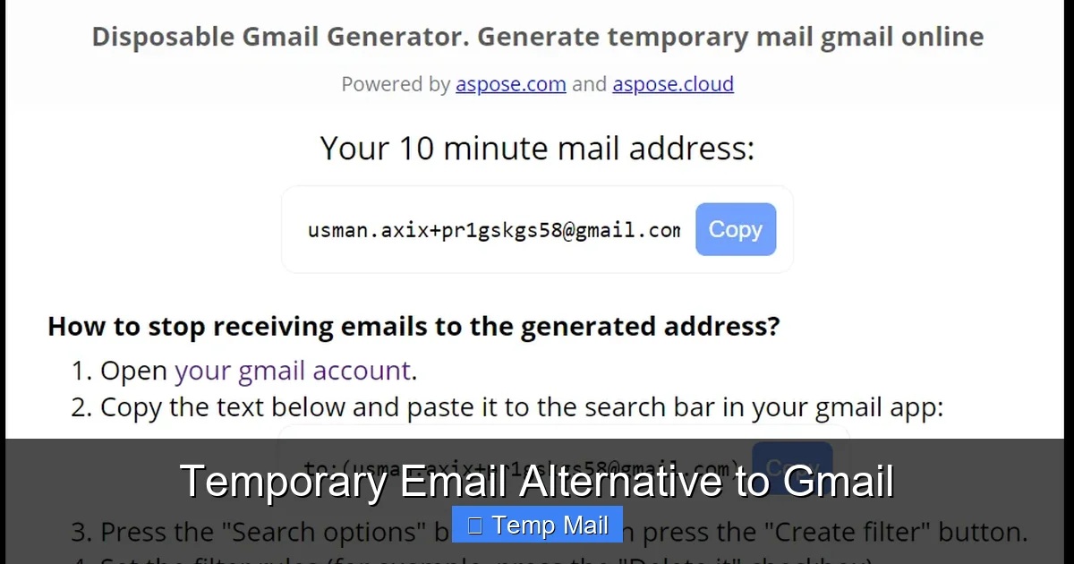 Temporary Email Alternative to Gmail