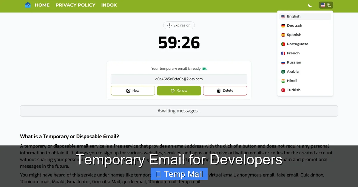 Temporary Email for Developers